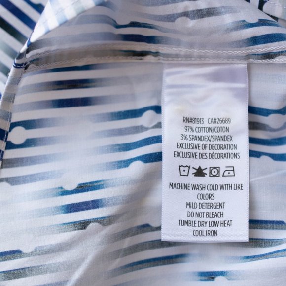 Robert Graham Mens Smart Casual Shirt, White & Blue, Contrast Cuffs, Size 2XL - Picture 12 of 13